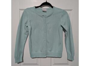 Hanna Andersson Girls Classic Cardigan Sweater Knit Mint Green Size 140 US 10